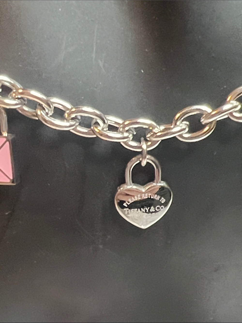 Silver Up Cycled Chain Charm Necklace with Pink Accents - Picture 4 of 4